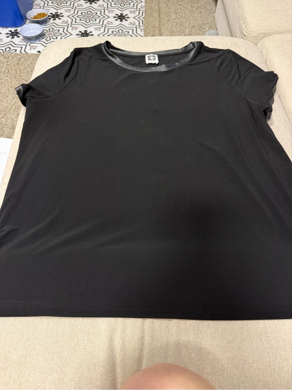 Anne Klein Black Short-Sleeve Crew Neck Top